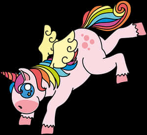 Colorful Cartoon Unicorn PNG image with transparent background