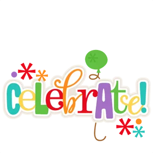 Colorful Celebrate Word Art PNG Image