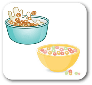 Colorful Cereal Bowls Illustration PNG