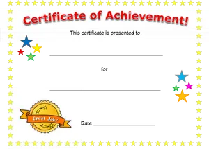 Colorful Certificateof Achievement Template PNG Image