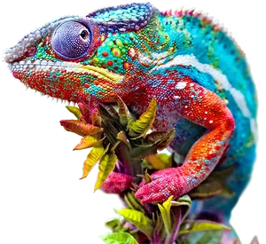 Colorful Chameleon Closeup.png PNG Image