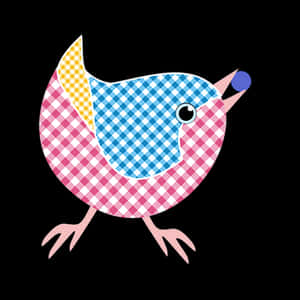 Colorful Checkered Pattern Bird Illustration PNG image with transparent background