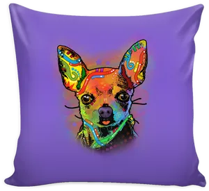 Colorful Chihuahua Cushion Art PNG Image