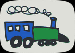 Colorful Childs Drawingof Train PNG image with transparent background