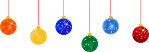 Colorful Christmas Baubleson Black Background PNG Image