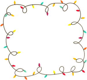 Colorful Christmas Lights Frame PNG Image