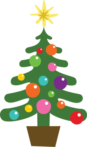 Colorful Christmas Tree Illustration PNG Image