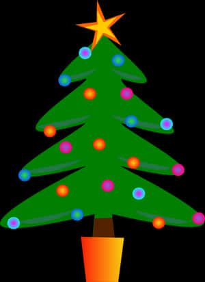 Colorful Christmas Tree Illustration PNG with transparent background