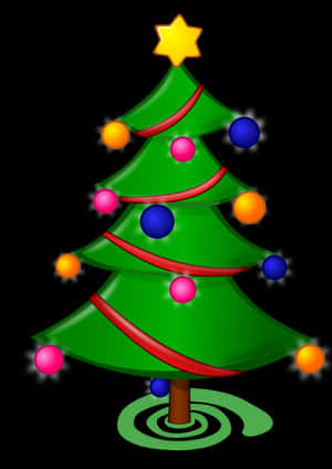 Colorful Christmas Tree Illustration PNG with transparent background