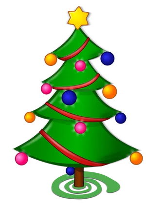 Colorful Christmas Tree Illustration PNG Image