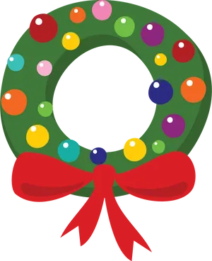 Colorful Christmas Wreath Illustration PNG Image