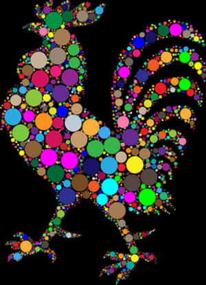 Colorful Circle Mosaic Rooster Art PNG image with transparent background