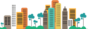 Colorful City Skyline Illustration PNG