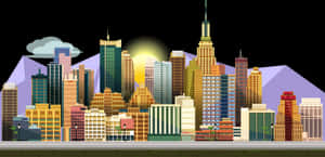 Colorful Cityscape Illustration PNG image with transparent background