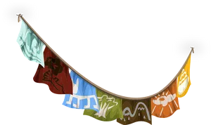 Colorful Clothesline Illustration PNG Image