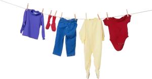 Colorful Clothesline Laundry Display PNG Image