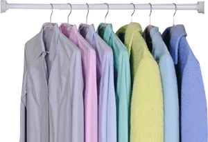 Colorful Clothingon Hangers PNG Image