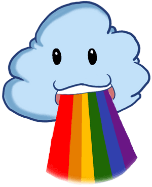 Colorful Cloud Vomiting Rainbow PNG image with transparent background