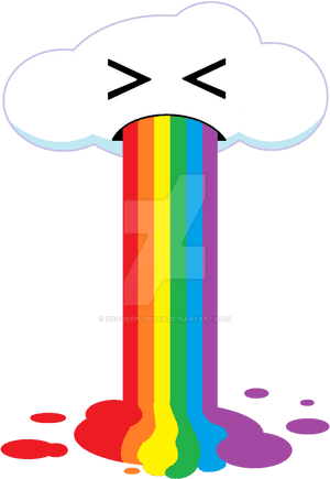 Colorful Cloud Vomiting Rainbow PNG image with transparent background