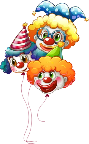 Colorful Clown Balloons Illustration PNG Image