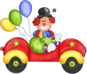 Colorful Clown Car Cartoon PNG Image