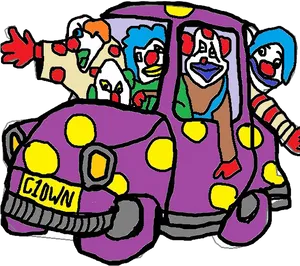 Colorful Clown Car Cartoon PNG Image