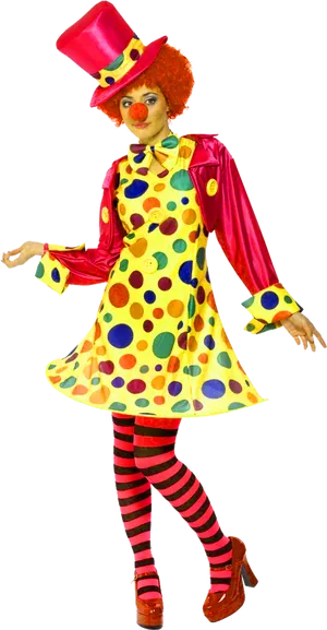 Colorful Clown Costume Portrait PNG Image