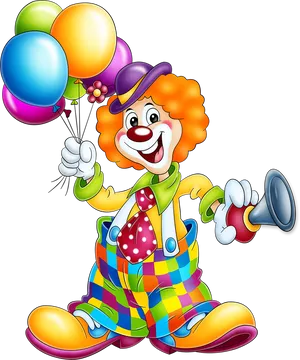 Colorful Clownwith Balloons PNG Image