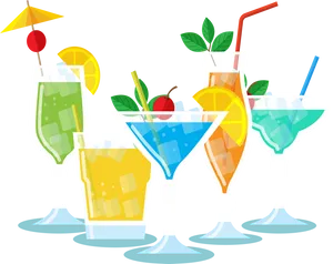 Colorful Cocktail Selection Illustration PNG Image