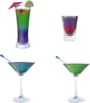 Colorful Cocktails Collection PNG Image