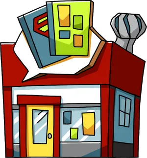 Colorful Comic Style Building PNG Image
