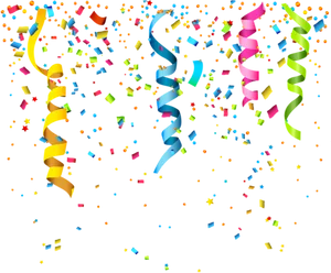 Colorful Confettiand Streamers PNG Image