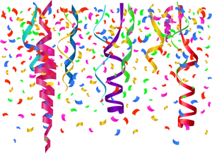 Colorful Confettiand Streamers Birthday Background PNG Image