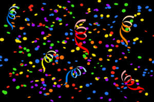 Colorful Confettiand Streamerson Black Background PNG image with transparent background