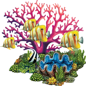 Colorful_ Coral_ Reef_with_ Tropical_ Fish PNG Image