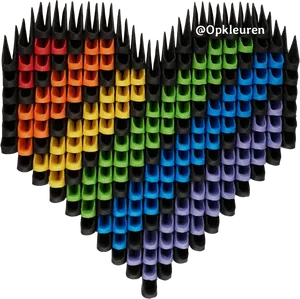 Colorful Crayon Pixel Heart PNG Image