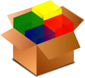Colorful Cubesin Cardboard Box PNG Image