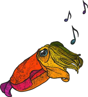 Colorful Cuttlefish Illustration PNG Image