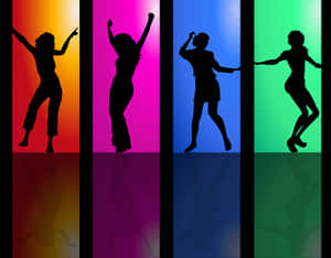 Colorful Dance Silhouettes PNG image with transparent background