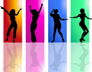 Colorful Dance Silhouettes PNG Image