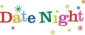 Colorful Date Night Text PNG image with transparent background
