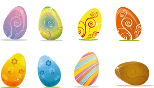 Colorful Decorated Easter Eggs Vector PNG Image