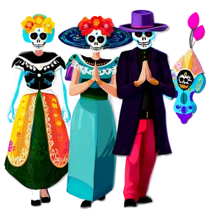 Colorful Dia De Los Muertos Procession Png Rlk64 PNG Image