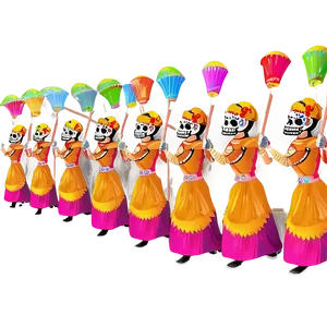 Colorful Dia De Los Muertos Procession Png Vnv51 PNG Image