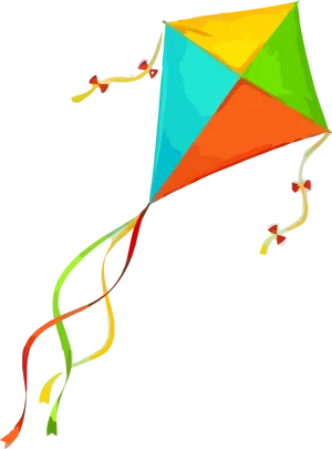 Colorful Diamond Kite Flying PNG Image