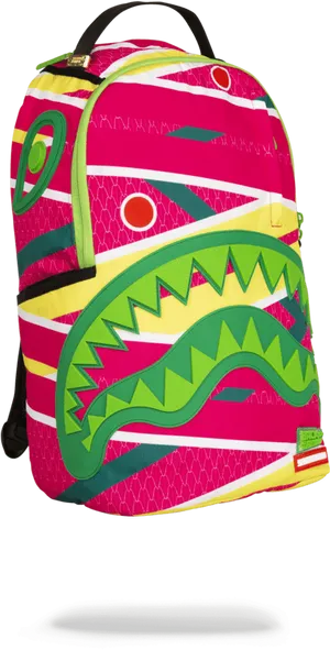 Colorful Dinosaur Backpack PNG Image