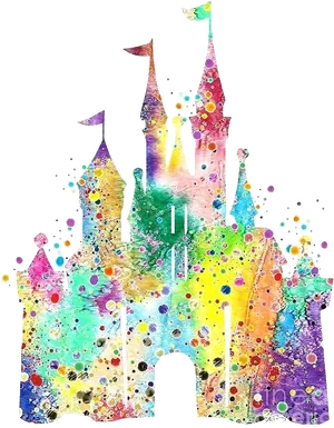 Colorful Disney Castle Artwork PNG Image