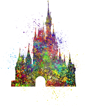 Colorful Disney Castle Silhouette PNG Image