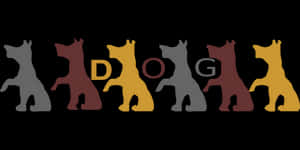 Colorful Dog Silhouettes Spelling Word PNG image with transparent background