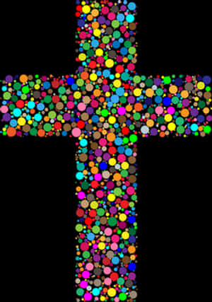 Colorful Dot Mosaic Cross PNG image with transparent background